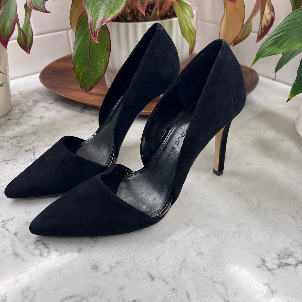 Banana Republic Madison Black Suede d'Orsay Pointed Toe Stiletto Pumps Size 8